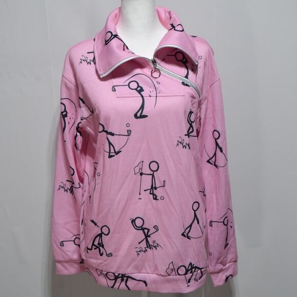 Acegolfs Woman's Hyper-Prep Golf Sweatshirt Pink & Black Size Medium - Picture 2 of 6